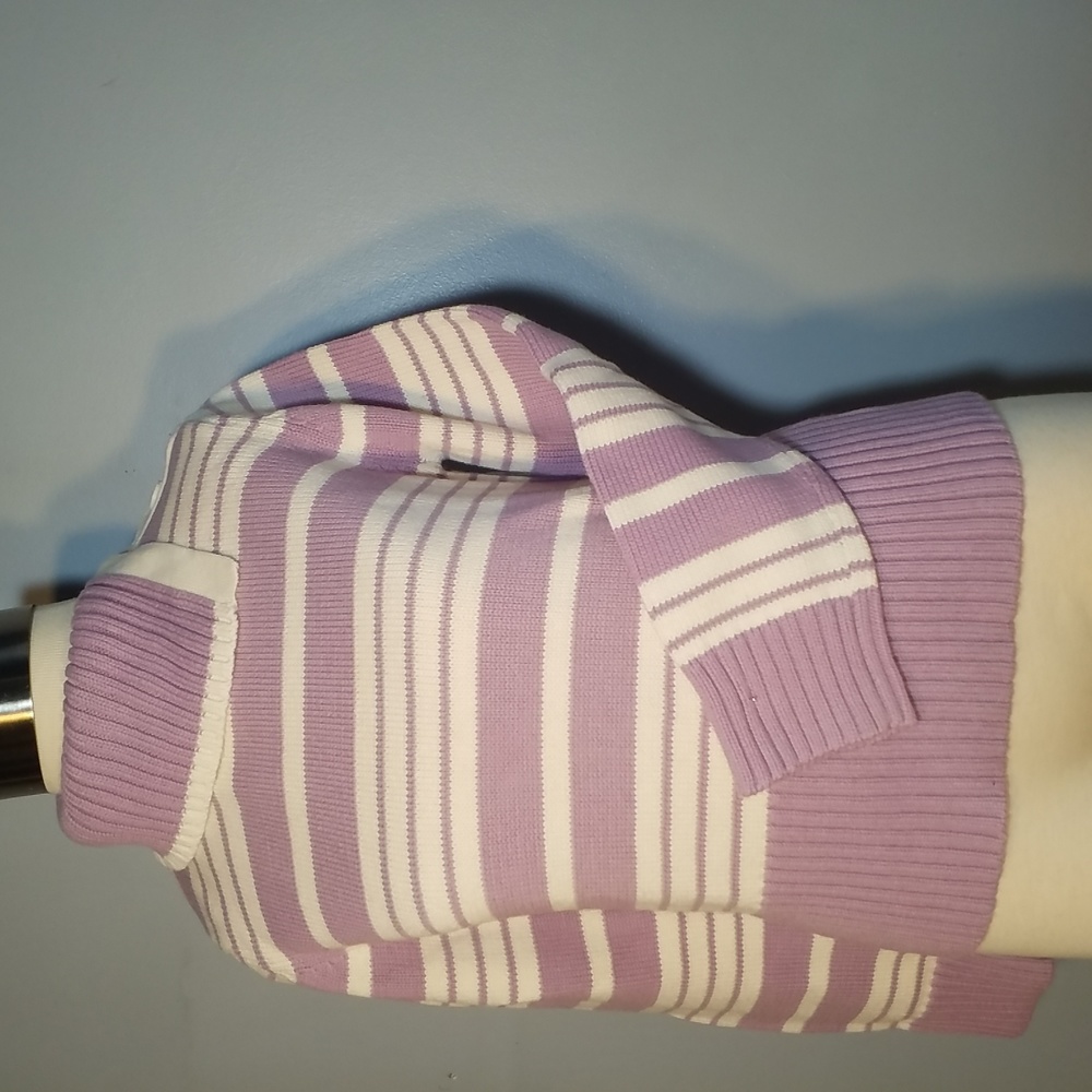 NORTON MCNAUGHTON NEW WT VINTAGE S SWEATER LILAC/CREAM STRIPE
